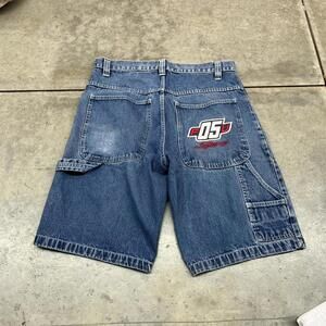 vintage fubu shorts faded blue relaxed baggy fit carpenter jean shorts jorts 38